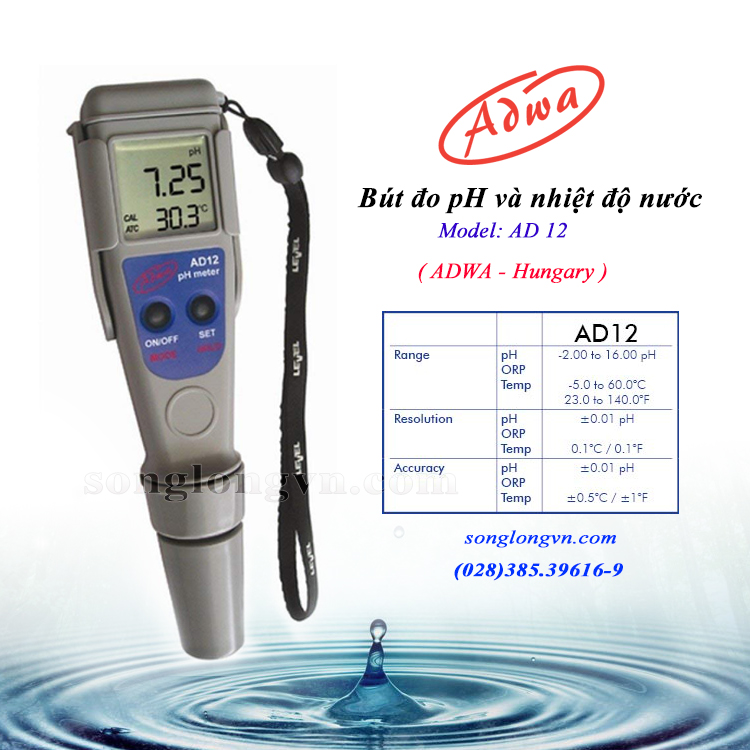 Bút đo ph và nhiệt độ nước ad12