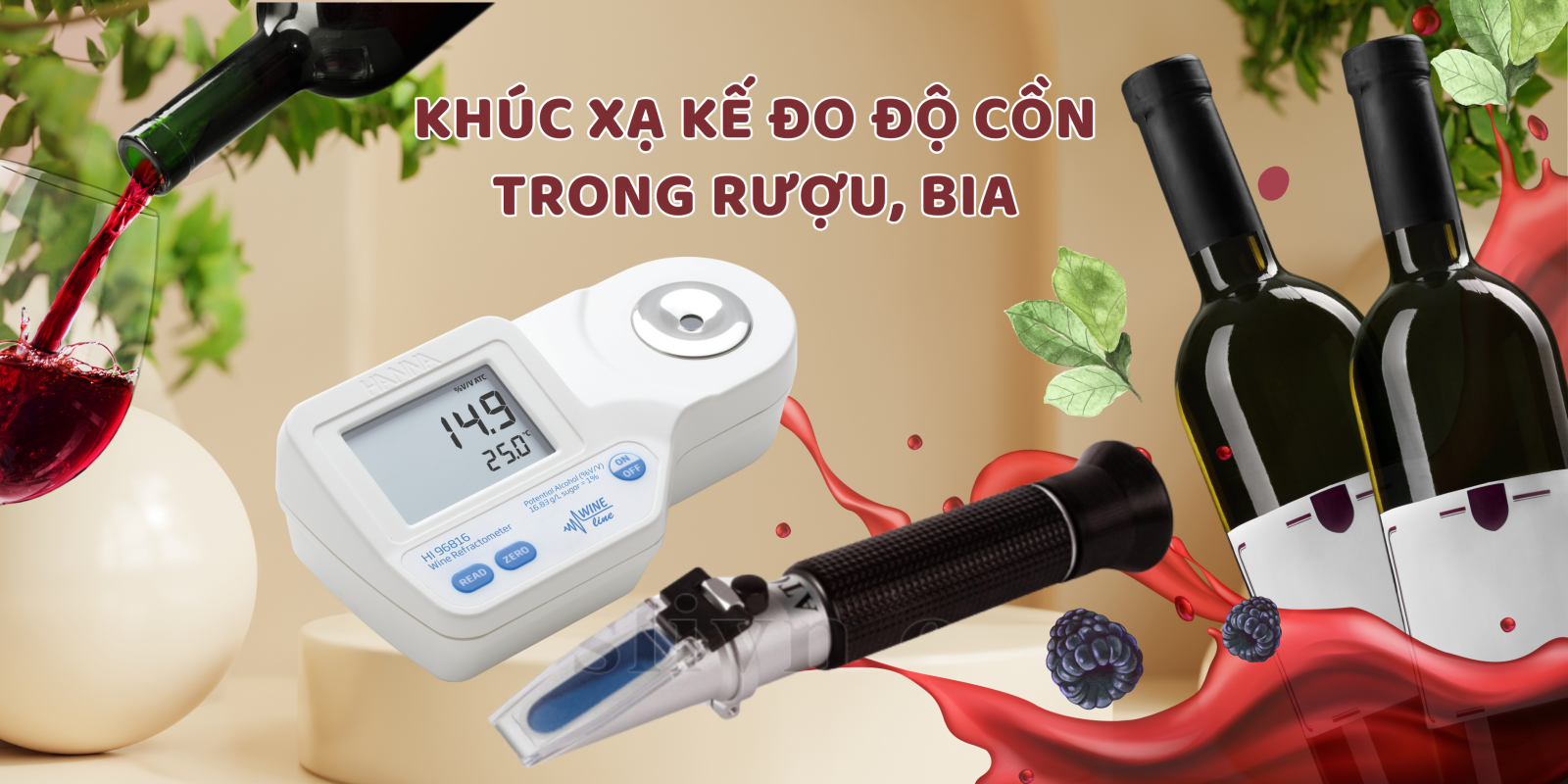 Các dòng khúc xạ đo độ cồn trong rượu