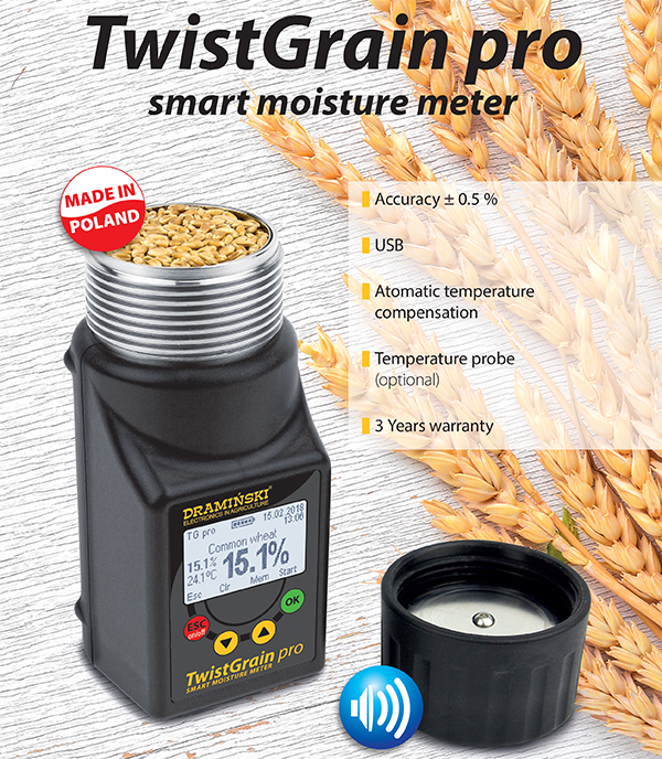 Máy đo độ ẩm hạt ngũ cốc, nông sản TwistGrain Pro Draminski Ba Lan