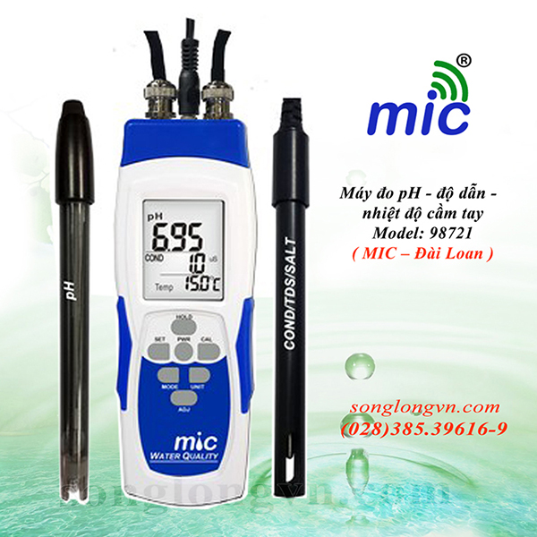 Máy đo pH/độ dẫn/nhiệt độ cầm tay 98721 MIC