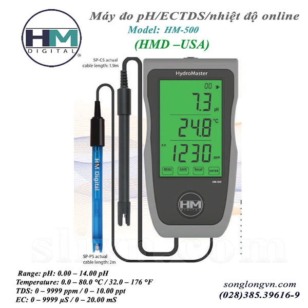 Máy đo pH/EC/nhiệt độ online HM500 HM Digital