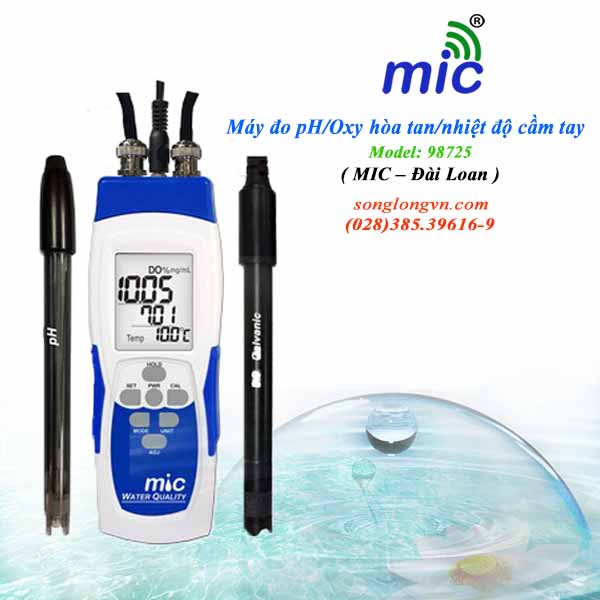 Máy đo pH/Oxy hòa tan/nhiệt độ cầm tay 98725 MIC