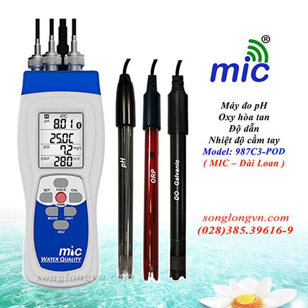 Máy đo pH/Oxy hòa tan/ORP/nhiệt độ cầm tay 987C3-POD MIC